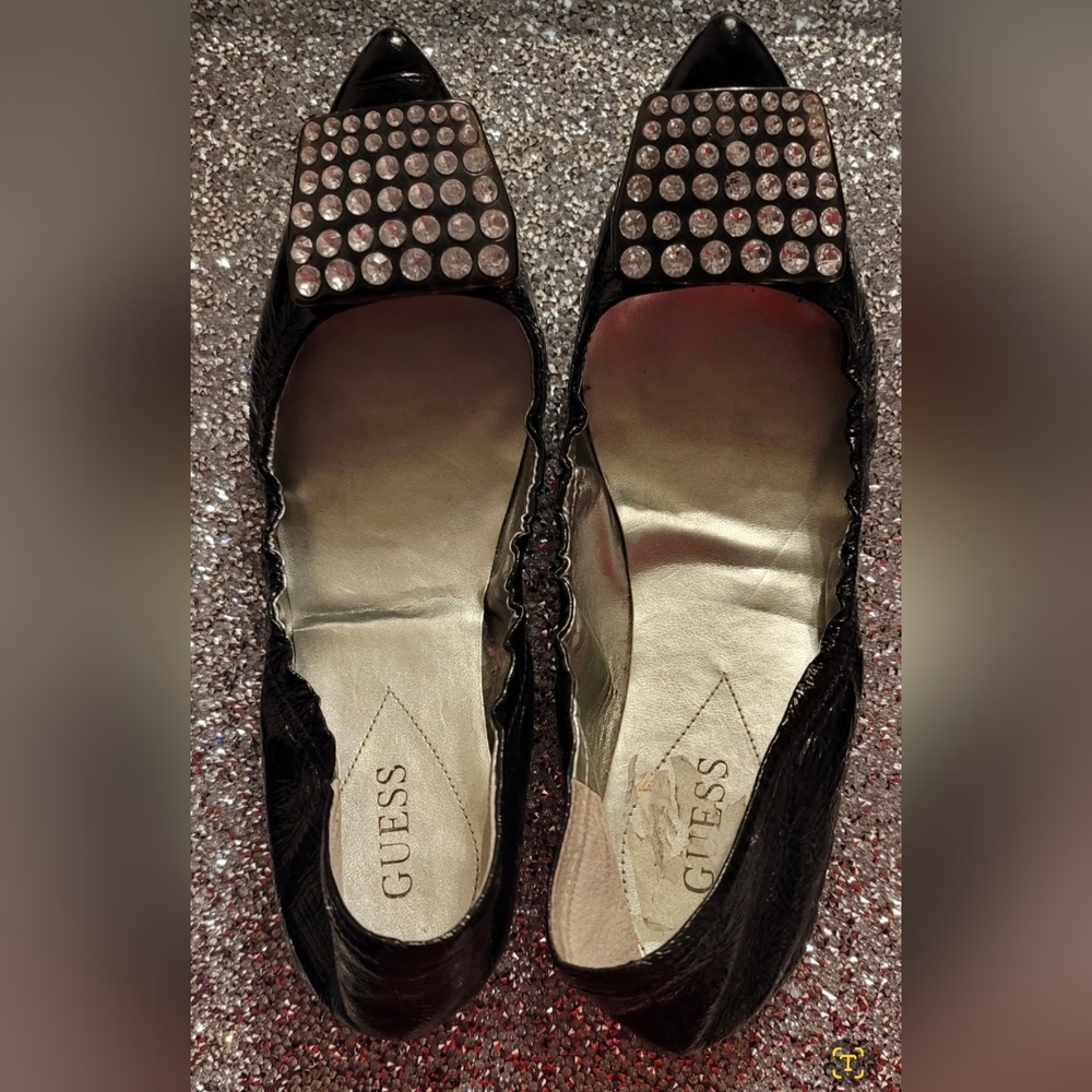 Guess Black Jewled HTF Ballet Flats